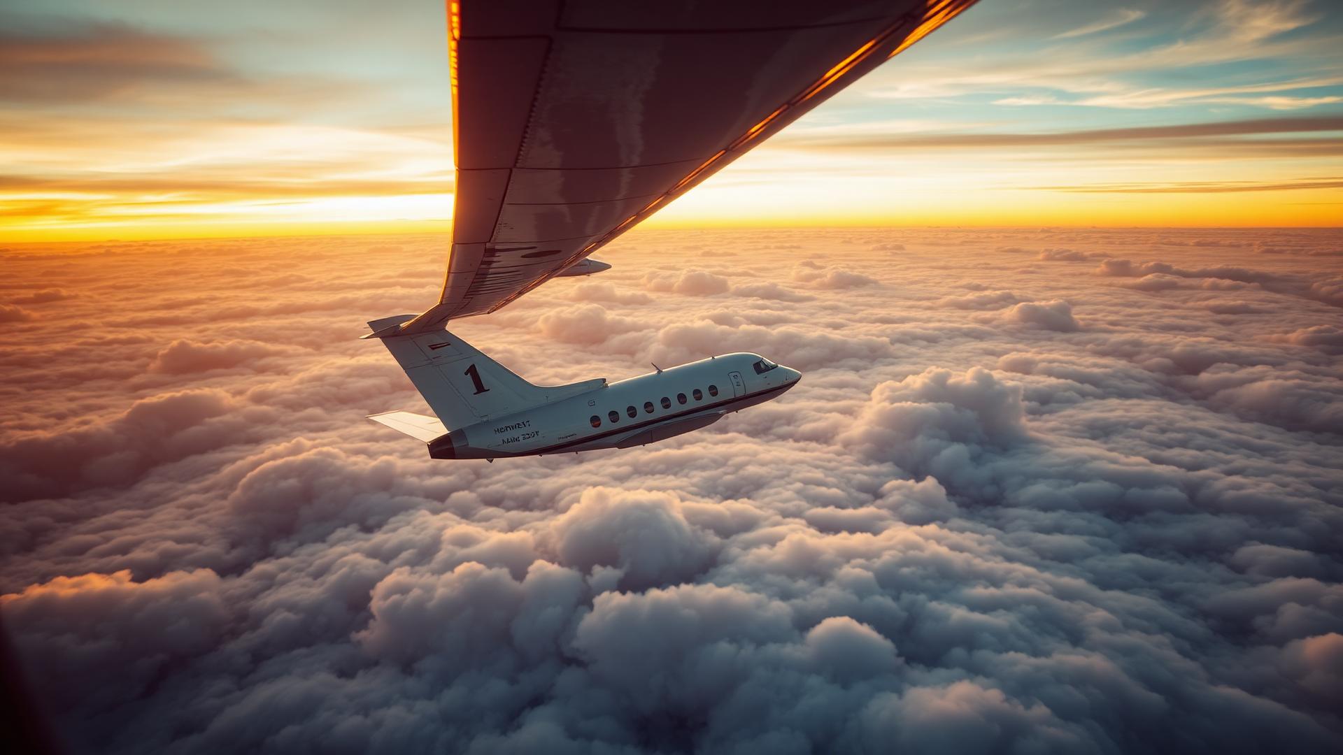 Avion de ligne au coucher du soleil